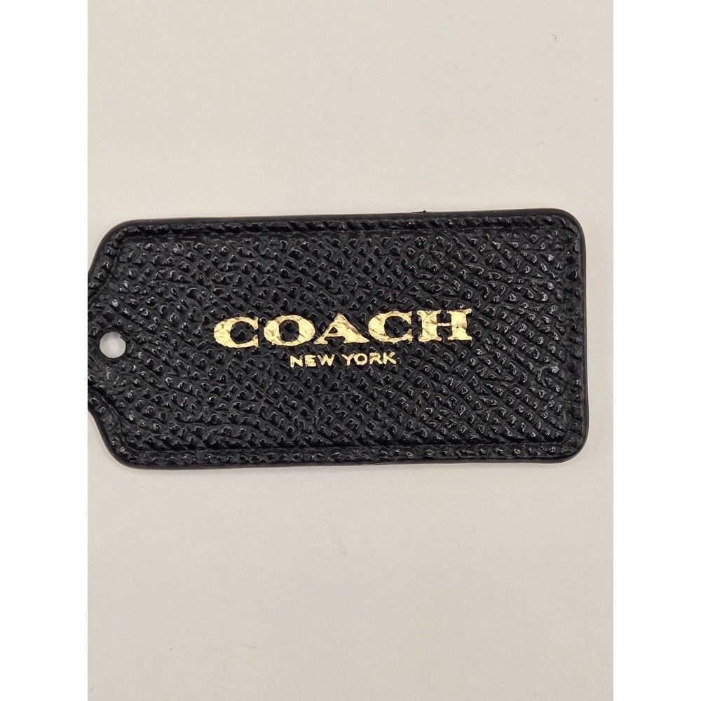 Coach Black Crossgrain Leather Hangtag Gold Logo Replacement Bag Charm